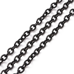 Black 304 Stainless Steel Cable Chains, Unwelded, with Spool, Oval, Electrophoresis Black, 3x2.4x0.6mm, about 32.8 Feet(10m)/roll