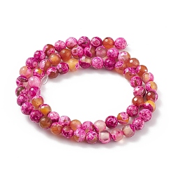 Hot Pink Natural Fire Crackle Agate Bead Strands, Round, Grade A, Faceted, Dyed & Heated, Hot Pink, 6mm, Hole: 1mm, about 61pcs/strand, 15 inch
