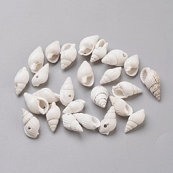 White Spiral Shell Beads, White, 15~20x7~10x6~8mm, Hole: 1~1.5mm, about 1380pcs/500g