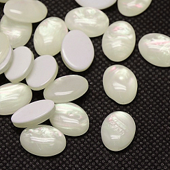 Antique White Resin Cabochons, Imitation Shell, Oval, Antique White, 14x10x4mm