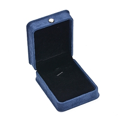 Темно-Синий Шкатулки из бархата, с акриловой жемчужины, прямоугольные, для свадьбы, футляр для хранения ювелирных изделий, темно-синий, 4x3x1-1/2 дюйм (10x7.6x3.9 см)