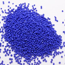 Синий 12/0 стакан бисер, класс А, круглые, непрозрачных цветов, синие, 1.8~2.0 мм, отверстия : 0.8 mm, около 28000 шт / фунт