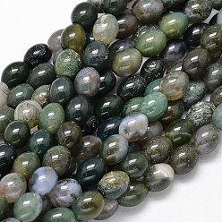 Moss Agate Oval Natural Moss Agate Bead Strands, 10x8mm, Hole: 1mm, about 39pcs/strand, 15.7 inch