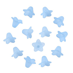 Bleu Clair Perles acryliques transparentes, givré, fleur, bleu clair, 17.5x12mm, trou: 1.5 mm, environ 770 pcs / 500 g