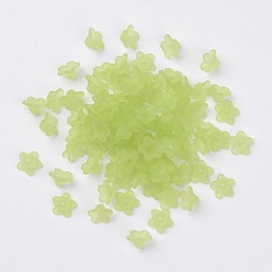 Yellow Green Transparent Acrylic Beads, Flower, Frosted, Yellow Green, 12x7mm, Hole: 1mm, about 4600pcs/500g