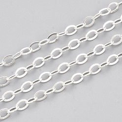 Silver Brass Cable Chain Necklace Making, with Lobster Claw Clasps, Silver Color Plated, 32 inch(81.5cm)