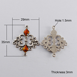 Mixed Color Alloy Enamel Chandelier Component Links, Cadmium Free & Lead Free, Rhombus, Antique Silver Metal Color, Mixed Color, 35x29x3mm, Hole: 1.5mm
