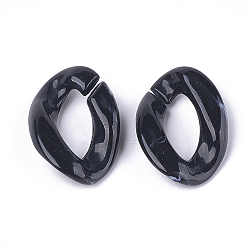Черный Акриловые связей кольца, разъемы для быстрой связи, для изготовления бордюрных цепей, Стиль имитация драгоценных камней, твист, чёрные, 29x21x6.5 мм, Отверстие : 17x8 мм , около 315 шт / 500 г