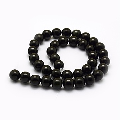 Obsidian Natural Green Eyes Obsidian Beads Strands, Round, 10mm, Hole: 1mm, about 39pcs/strand, 15.3 inch(39cm)