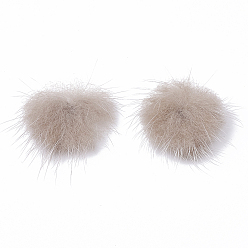 Tan Faux Mink Fur Ball Decoration, Pom Pom Ball, For DIY Craft, Tan, 2.5~3cm, about 100pcs/board