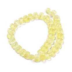 Jaune Chapelets de perles en verre transparentes  , lotus, jaune, 10x14x7mm, Trou: 0.8mm, Environ 38 pcs/chapelet, 14.17 pouce (36 cm)