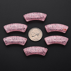 Pink Прозрачных бусин акриловые треск, изогнутая трубка, розовые, 35x11.5x13.5 мм, отверстие : 3.5 мм, Около 148 шт / 500 г