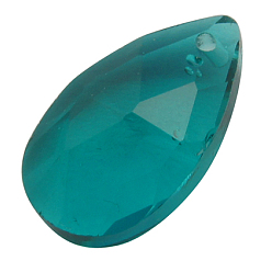 Teal Glass Pendants, Crystal Suncatcher, Faceted, teardrop, Teal, Size: about 13mm wide, 22mm long, 8mm thick, hole: 0.8mm