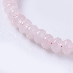 Quartz Rose Nylon réglable bracelets cordon tressé de perles, avec naturel a augmenté perles de quartz, 2-1/4 pouces ~ 2-7/8 pouces (5.8~7.2 cm)