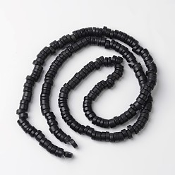 Black Dyed Natural Coconut Disc Bead Strands, Black, 9x2~6mm, Hole: 3mm, about 108pcs/strand, 15.7 inch