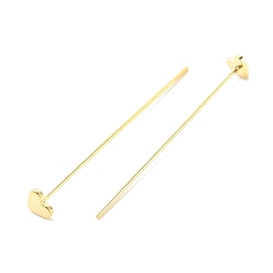 Golden Brass Heart Head Pins, Golden, 41mm, Pin: 21 Gauge(0.75mm), Heart: 4.5x5mm
