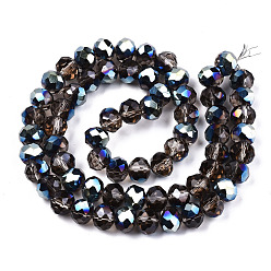 Bronze Plaquent verre transparent perles brins, demi-multi-couleur plaquée, facette, rondelle, tan, 8x6mm, Trou: 1mm, Environ 72 pcs/chapelet, 16.14 pouce (41 cm)