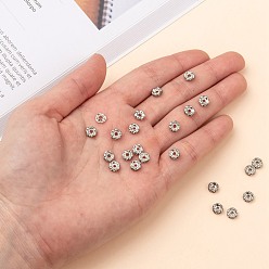 Platinum Iron Rhinestone Spacer Beads, Grade A, Rondelle, Waves Edge, Platinum, 6x2.5mm, Hole: 1.5mm