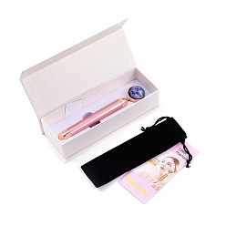Flamingo Natural Sodalite Massage Tool Skin Care, Facial Rollers, with Plastic Findings, Flamingo, 156x30~31x16~26mm