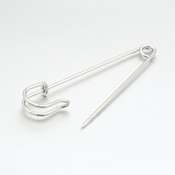 Platinum Iron Safety Pins, for Brooch Making, Kilt Needles, Platinum, 80x17x5mm