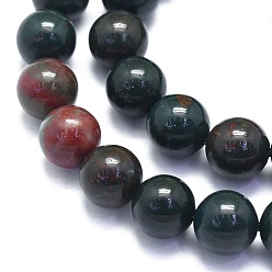 Bloodstone Natural Bloodstone Beads Strands, Heliotrope Stone Beads, Round, 8~8.5mm, Hole: 0.8mm, about 46pcs/Strand, 15.08 inch(38.3cm)
