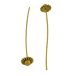 Antique Golden Brass Fancy Pins, with Alloy Findings, Cadmium Free & Lead Free, Antique Golden, 53~55x0.7mm, Head: 8mm