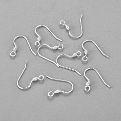 Silver 304 Stainless Steel Earring Hooks, Ear Wire, with Horizontal Loop, Silver, 17x18x2.4mm, Hole: 1.8mm, 21 Gauge, Pin: 0.7mm