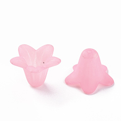 Pink Perles acryliques transparentes, givré, fleur, rose, 17.5x12mm, trou: 1.5 mm, environ 770 pcs / 500 g