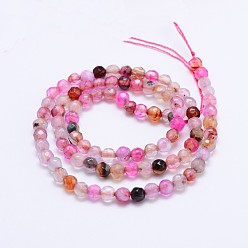 Violet Dyed Natural Agate Faceted Round Beads Strands, Violet, 6mm, Hole: 1mm, 14.5 inch, about 63pcs/strand