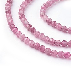 Hot Pink Natural Tourmaline Beads Strands, Faceted, Round, Hot Pink, 3mm, Hole: 0.5mm, about 115~130pcs/strand, 14.5~16.1 inch(37~41cm)