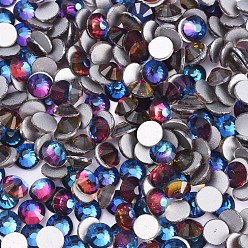 Colorful Glass Flat Back Rhinestone, Grade A, Back Plated, Faceted, Half Round, Colorful, 4.6~4.8mm, about 1440pcs/bag