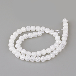 Clear Synthetic Crackle Quartz Beads Strands, Round, Clear, 4mm, Hole: 0.8mm, about 100pcs/strand, 15.7 inch
