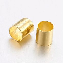 Golden Brass Crimp Beads, Tube, Cadmium Free & Nickel Free & Lead Free, Golden, 3x3mm, Hole: 2.5mm
