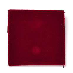 Dark Red Square Velvet Jewelry Bags, with Snap Fastener, Dark Red, 6.7~7.3x6.7~7.3x0.95cm