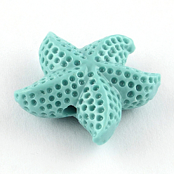 Pale Turquoise Dyed Synthetical Coral Beads, Starfish/Sea Stars, Pale Turquoise, 20x19x7mm, Hole: 1.5mm