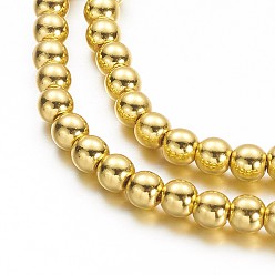 Golden Plated Electroplate Non-magnetic Synthetic Hematite Beads Strands, Round, Golden Plated, 4.5mm, Hole: 1mm, about 98pcs/strand, 15.7 inch