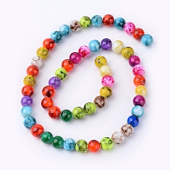 Mixed Color Spray Painted Glass Beads Strands, Round, Mixed Color, 8mm, Hole: 1mm, about 55pcs/strand, 16 inch