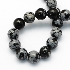 Snowflake Obsidian Natural Snowflake Obsidian Round Beads Strands, 4.5mm, Hole: 1mm, about 96pcs/strand, 15.5 inch