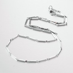 Stainless Steel Color Stainless Steel Bar Link Chain Necklaces, with Lobster Claw Clasps, Stainless Steel Color, 17.9 inch(45.7cm), 2mm