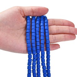 Bleu Polymère main brins d'argile de perles, colonne, bleu, 6.5x6mm, Trou: 1.2mm, Environ 61 pcs/chapelet, 15.75 pouce (40 cm)