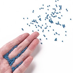 Deep Sky Blue 11/0 Grade A Round Glass Seed Beads, Baking Paint, Deep Sky Blue, 2.3x1.5mm, Hole: 1mm, about 48500pcs/pound