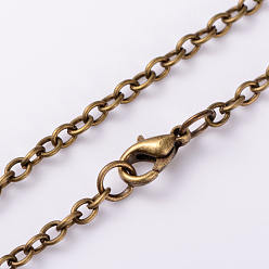 Antique Bronze Iron Cable Chain Necklaces, with Zinc Alloy Lobster Claw Clasps, Antique Bronze, 25.1 inch