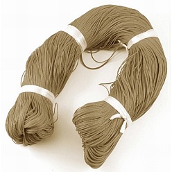 Tan Round Waxed Polyester Cord, Taiwan Waxed Cord, Twisted Cord, Tan, 1mm, about 415.57 yards(380m)/bundle