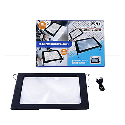 Black Desktop Foldable Magnifier, 12 LED Illuminated Loupe, for Desktop Reading, Black, Magnification: 2.5X, Lens: 23.8x16.2cm, 30x20.5x10.7cm