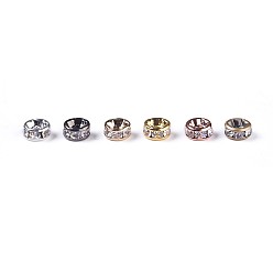 Crystal Brass Rhinestone Spacer Beads, Grade AAA, Straight Flange, Nickel Free, Mixed Metal Color, Rondelle, Crystal, 5x2.5mm, Hole: 1mm, 6colors, 10pcs/color, 60pcs/box