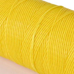 Yellow Waxed Polyester Cord, Micro Macrame Cord, Waxed Sewing Thread, Flat, Yellow, 0.8mm, about 284.33 yards(260m)/roll