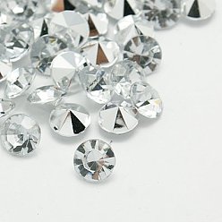 Clear Imitation Taiwan Acrylic Rhinestone Pointed Back Cabochons, Faceted, Diamond, Clear, 3x2mm