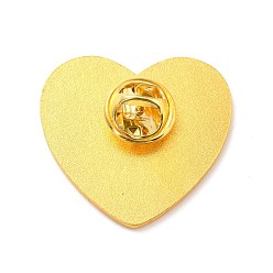 Orange Heart with Yin Yang Pattern Enamel Pin, Lucky Alloy Enamel Brooch for Backpack Clothes, Golden, Orange, 29x30x10.5mm, Pin: 1mm