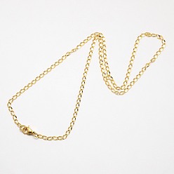 Golden Trendy Men's 304 Stainless Steel Twisted Chain Necklaces, with Lobster Clasps, Golden, 17.7 inch(44.9cm), 4.5x2.5x1mm