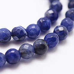 Sodalite Natural Sodalite Beads Strands, Grade A, Faceted, Round, 4mm, Hole: 1mm, about 90pcs/strand, 14.9 inch~15.1 inch